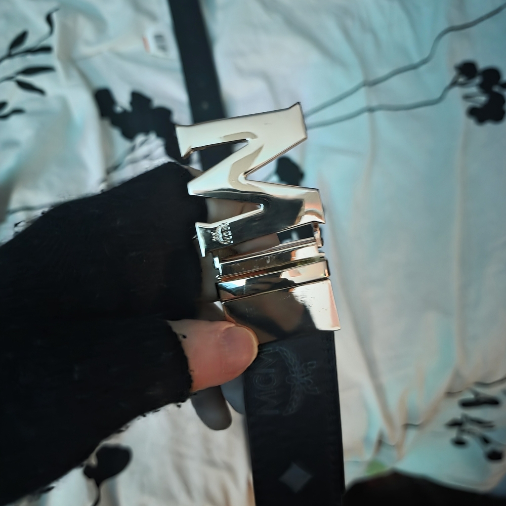 MCM Black Belt with Silver Buckle